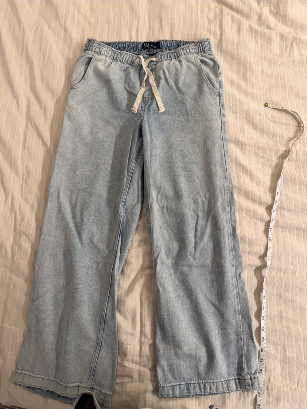 GAP Light Blue Elastic Waist Wide Leg Jeans